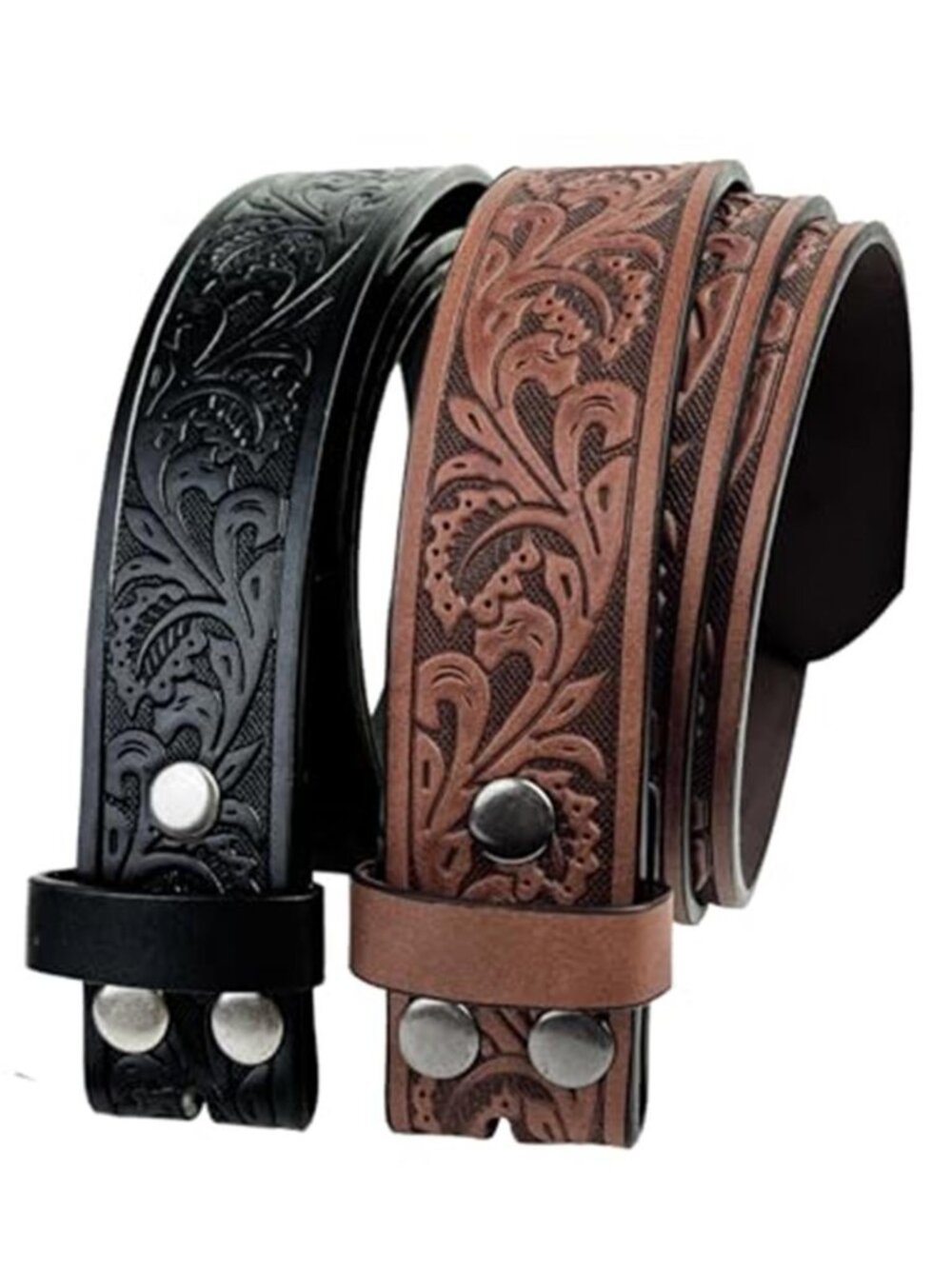 Western Cowboy PU Leather Embossed Belt Strap Adjustable Snap Buckle Unisex